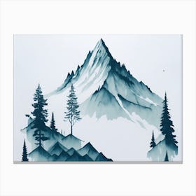 Mountain And Forest In Minimalist Watercolor Horizontal Composition 103 Canvas Print