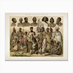 Vintage Brockhaus 4 Völker Afrikanisch Canvas Print