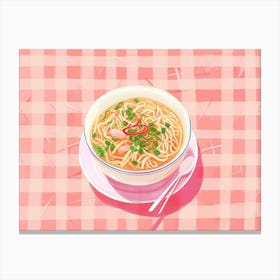 Pho Soup Pink Checkerboard 3 Canvas Print