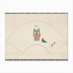 Folding Fan With Fushimi Doll, Kamisaka Sekka Canvas Print