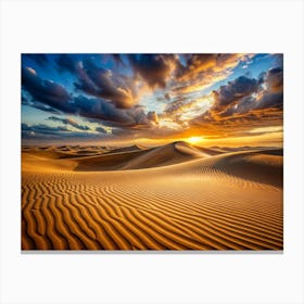 Dramatic Sunset Over Desert Sand Dunes 1 Canvas Print