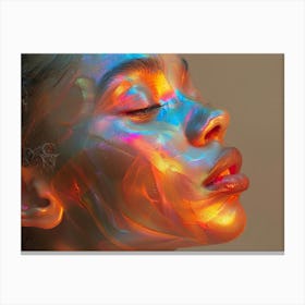 Portrait Of A Girl With A Rainbow Face Canvas Print