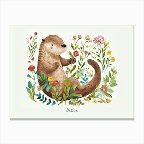 Little Floral Otter 1 Poster Canvas Print