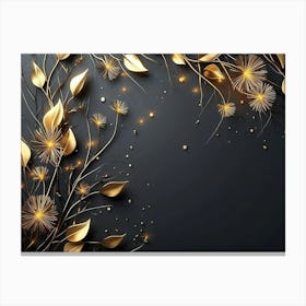 3d Modern with Golden Line and Square Canvas Print