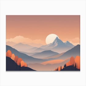 Misty mountains horizontal background in orange tone 31 Canvas Print