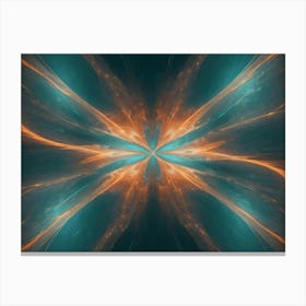 Abstract Image Of A Swirling, Glowing Pattern In Shades Of Orange And Teal, Resembling A Cosmic Nebula Or A Burst Of Energy Canvas Print