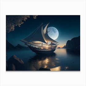 Serenity Of The Night Sea Canvas Print