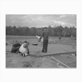 Untitled Photo, Possibly Related To Construction Of Houses (Reading Plans And Measuring), Jersey Homesteads Canvas Print