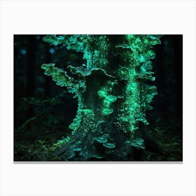 Ai Purple Bioluminescent Fungus On Tree 022206 Canvas Print