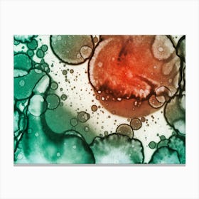 Watercolor Abstraction Red And Green Canvas Print