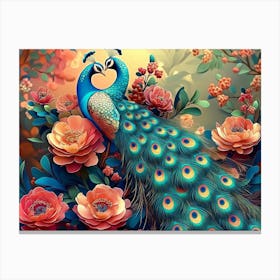 Peacock Painting 11 Canvas Print