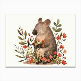 Little Floral Wombat 4 Canvas Print