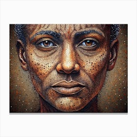 Portrait Of A Black Woman With A Dotted Texture Canvas Print