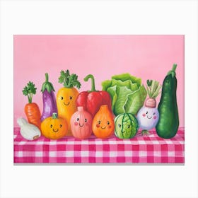 Vegetable Friends Checkerboard 1 Canvas Print