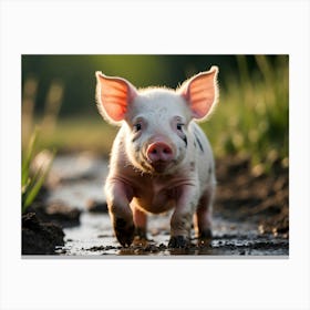 Pig In The Mud Canvas Print