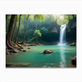 Waterfall In The Jungle 5 Canvas Print