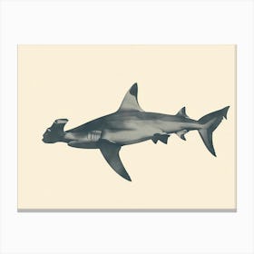 Hammerhead Shark Grey Silhouette 3 Canvas Print
