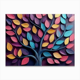 Colorful Tree with Leaves on Hanging Branches 17 Canvas Print