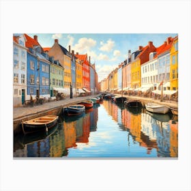 Canal Reflections In Nyhavn Canvas Print