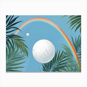 Tropical Scene With Rainbow And Moon 1 Canvas Print