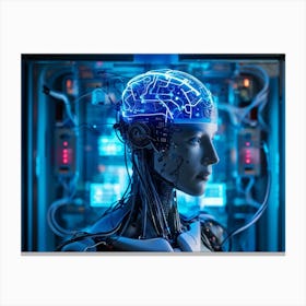 Abstract Conceptual Head Features Circuitry Integrating A Human Brain With Neural Lines And Electron (2) Canvas Print