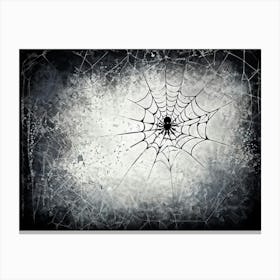 Art Grey Decor Design Halloween Horizontal Grunge Skittish Dark Spiders Web Net Silhouet (29) Canvas Print