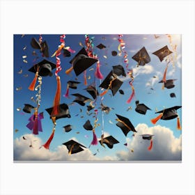 Graduation Hats In The Air Celebration Canvas Print