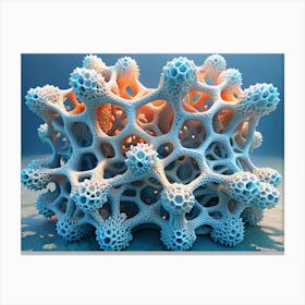 Abstract 3d Structure With White And Blue Colors Canvas Print