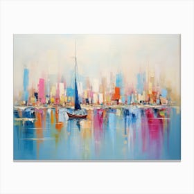 Sailboat In The Harbor Canvas Print