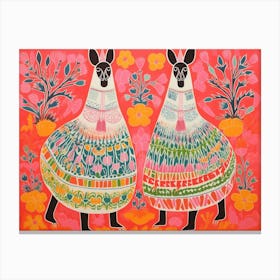 Llama 3 Folk Style Animal Illustration Canvas Print