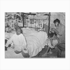 Mother And Two Children In House Provided For Workers In Strawberry Fields Near Independence, Louisiana By Canvas Print