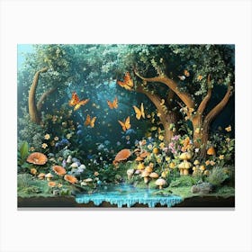 3d Enchanted Forest With Magical Creatures Canvas Print