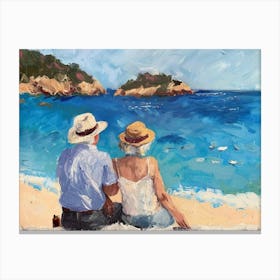 Old Couple On The Beach Canvas Print