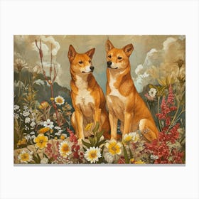 Floral Animal Illustration Dingo 4 Canvas Print