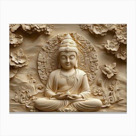 3d Hindu Ancient Religious Buddha Art Background Golden Artwork Canvas Print