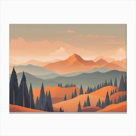 Misty mountains horizontal background in orange tone 70 Canvas Print