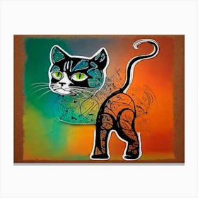 Cat With Green Eyes, Vintage Touch Canvas Print