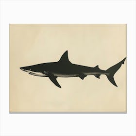 Pelagic Thresher Shark Grey Silhouette 2 Canvas Print