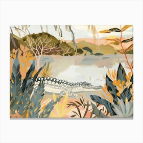 Crocodile Tropical Jungle Illustration 4 Canvas Print