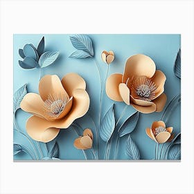 3d Art With Simple Floral Painting Light Gray 4 Canvas Print