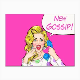 Pop Art Girl With A New Gossip Canvas Print