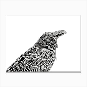 Black Crow Linocut Portrait Canvas Print