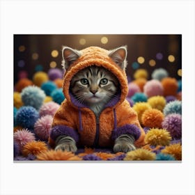 Kitten In A Hoodie Canvas Print