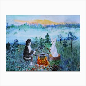 Cats Have Fun Cats Go Camping Canvas Print