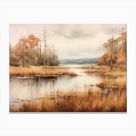 A Painting Of A Lake In Autumn 10 Canvas Print