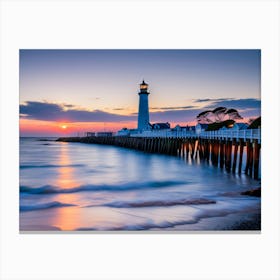 Sunset At The Lighthouse -Ai Canvas Print