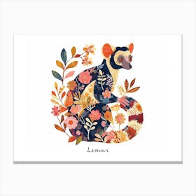 Little Floral Lemur 1 Poster Canvas Print