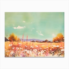 Retro Wildflowers Landscape Canvas Print