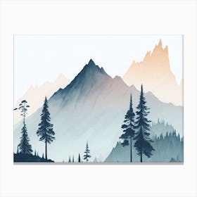 Mountain And Forest In Minimalist Watercolor Horizontal Composition 308 Canvas Print