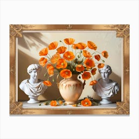 Life with vase and Greek busts art printing Canvas Print